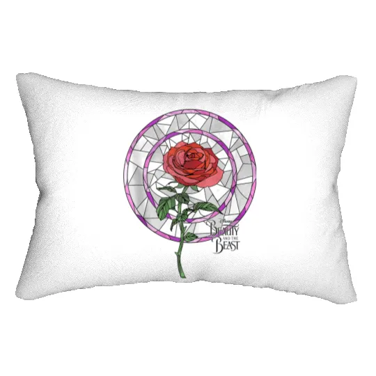 Disneyss Beauty And The Beast Stained Glass Rose Lumbar Pillows