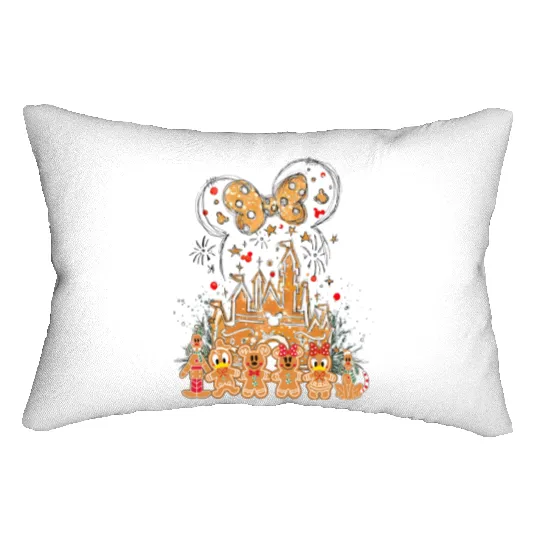 Gingerbread Disney Lumbar Pillows, Gingerbread Mickey Lumbar Pillows, Mickey and Friends Christmas Lumbar Pillows, Disney Castle Lumbar Pillows