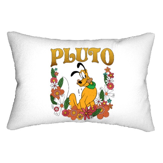 Pluto Dog Disney Floral Lumbar Pillows, Retro Pluto Lumbar Pillows, Disney Pluto Lumbar Pillows, Disney Animal Kingdom Lumbar Pillows