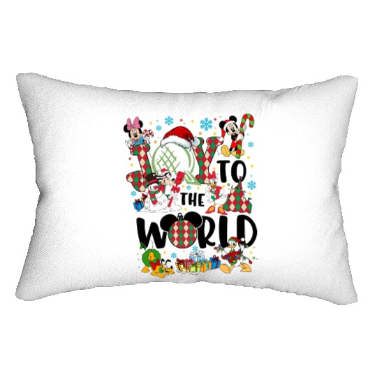Joy to the world Disney Christmas Lumbar Pillows, Epcot world tour Christmas Lumbar Pillows