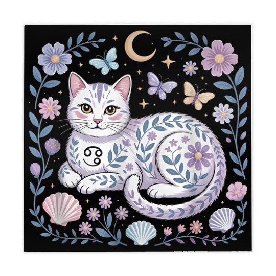 Cancer Zodiac Cat Mystical Art Mahjong Mats