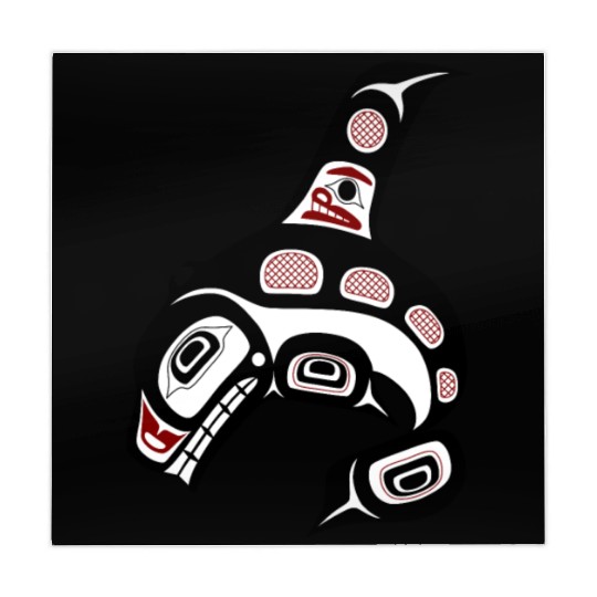 Native American Red Black Haida Orca Killer Whale Mahjong Mats
