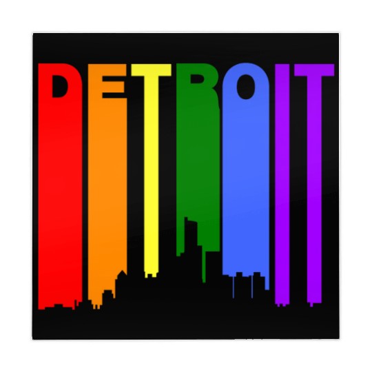 Detroit Michigan Gay Pride Rainbow Skyline Mahjong Mats