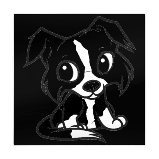 border collie bw cartoon Mahjong Mats