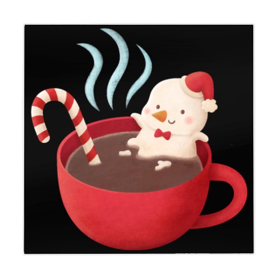 Cute Snowman in Hot Cocoa Mahjong Mats