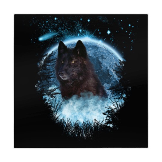 Black Wolf Bl Moon Full Scape Mahjong Mats