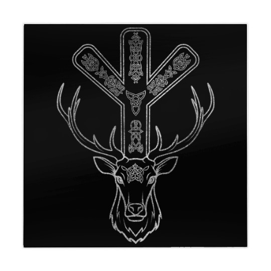 Algiz Rune and Deer in Silver Mahjong Mats