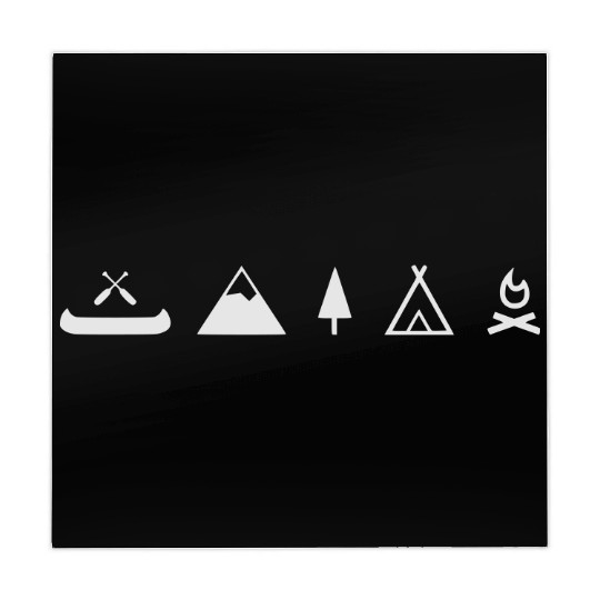 Camping canoe, campfire with mountain Mahjong Mats