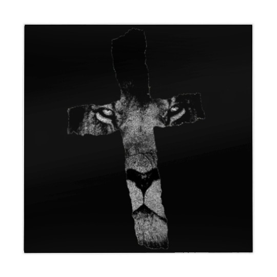 Cross with Lion Christian Religious Print Mahjong Mats