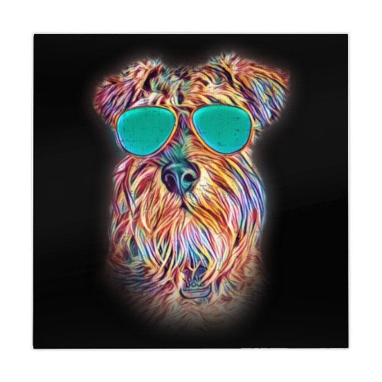 Miniature Schnauzer Colorful Neon Dog Sunglasses Mahjong Mats