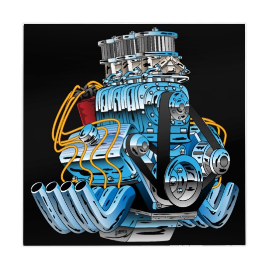 Hot Rod Race Car Dragster Engine Cartoon Mahjong Mats