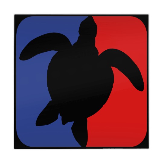 red blue square button sea turtle silhouette outli Mahjong Mats
