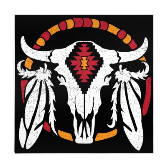 Aztec Pattern Cow Skull Cowboy Indian Mexican Mahjong Mats