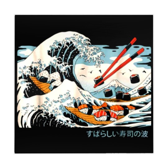 The Great Sushi Wave Japanese Mahjong Mats