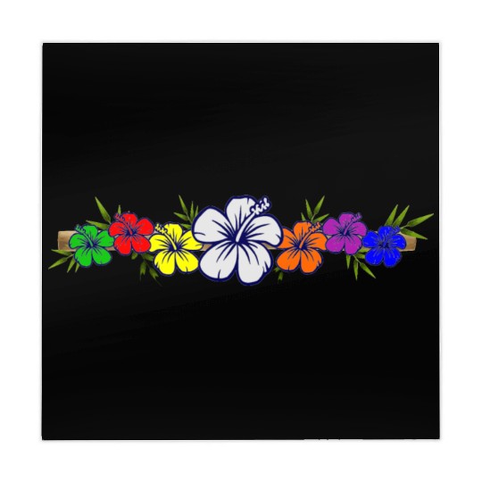 Colorful Hibiscus Flowers and Bamboo Shoot Mahjong Mats