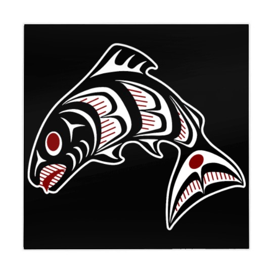 Native American Red Black Haida Vector Salmon Mahjong Mats