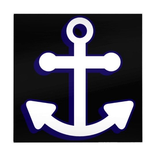 Nautical boat anchor in navy blue and white 3D Mahjong Mats