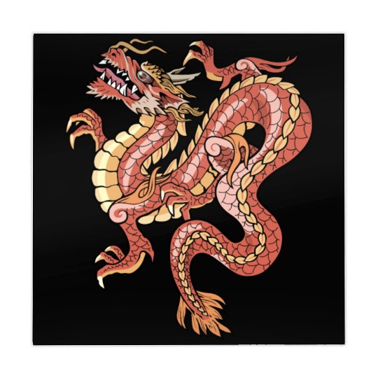 big red chinese dragon Mahjong Mats
