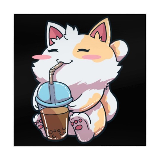 Cat Bubble Tea Anime Mahjong Mats