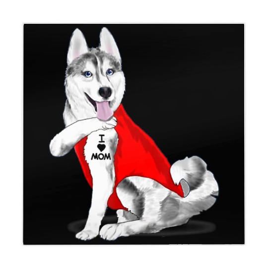 Funny husky Dog I Love Mom Tattoo husky Lover Gift Mahjong Mats