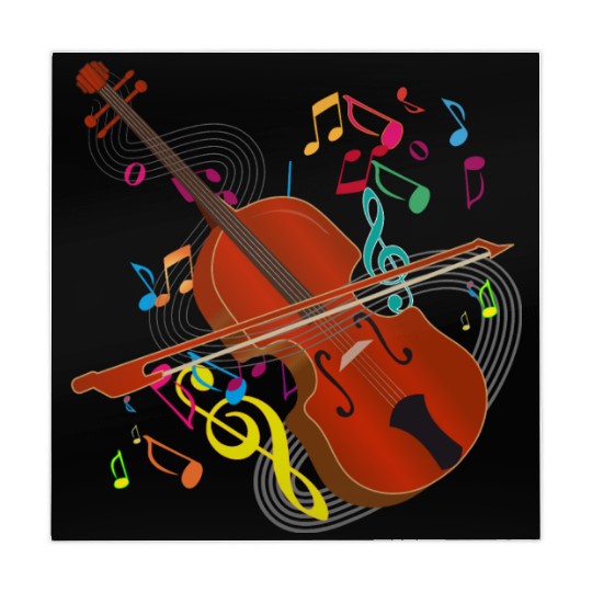 red-brown hand-drawn violin with notes Mahjong Mats