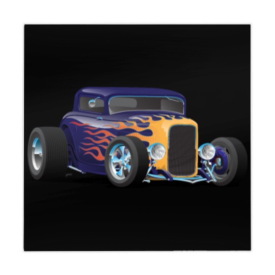 Vintage Hot Rod Car with Classic Flames Mahjong Mats