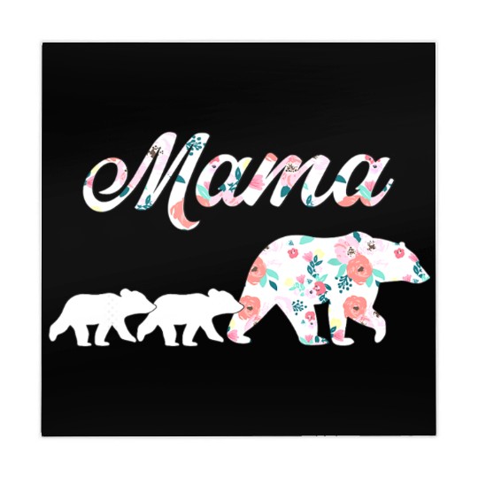 Floral Mama Bear Mom of 2 Mama Bear and Cubs Mahjong Mats