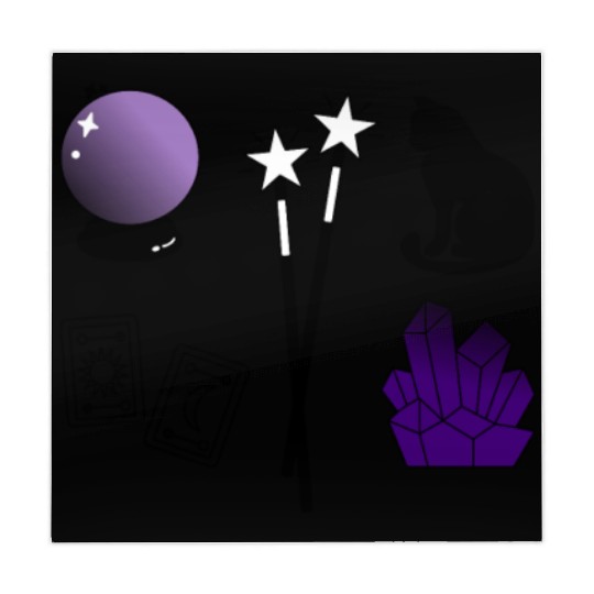witch magic wand crystal ball tarot crystal cat Mahjong Mats