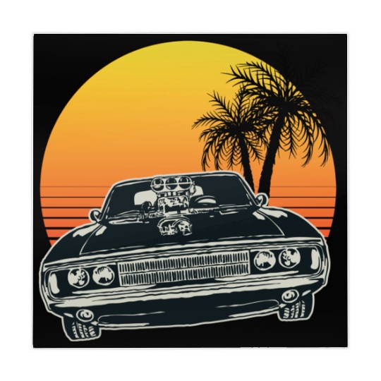Muscle Car Sunset Mahjong Mats