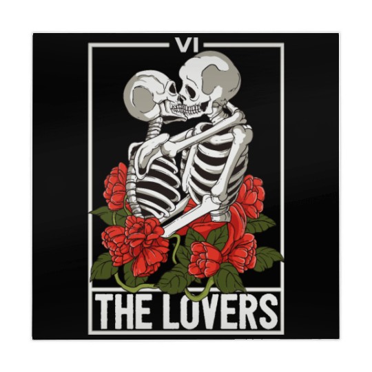 The Lovers Tarot Card Kissing Skulls Skeletons Mahjong Mats