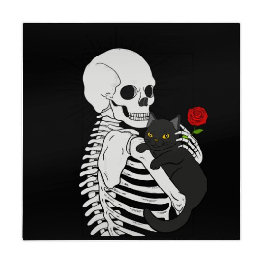 Black Demonic Cat Skeleton Hail Satan Death Metal Mahjong Mats