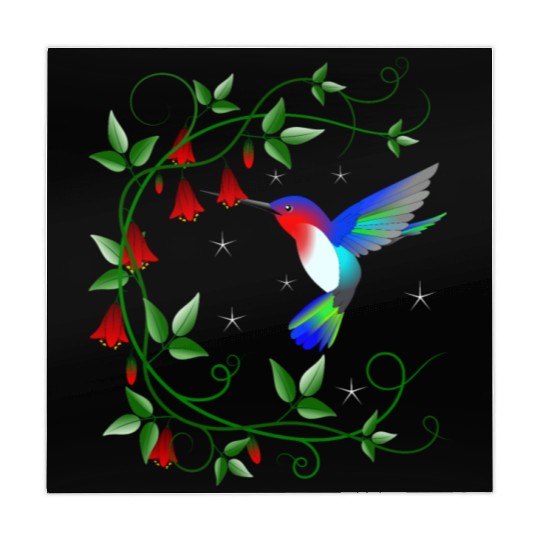 Hummingbird with red flowers Mahjong Mats