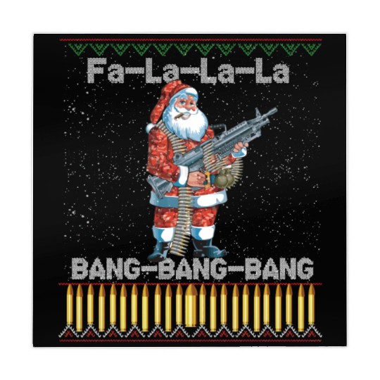 Santa Claus With A Big Gun Singing Song Funny Ugly Mahjong Mats