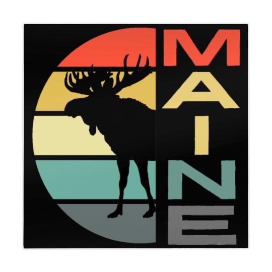 Maine Moose Retro Sunset Acadia Nature Vintage Mahjong Mats