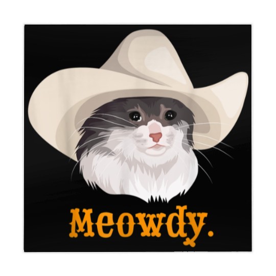 Meowdy Sad Cat Wearing a Cowboy Hat Meme Mahjong Mats