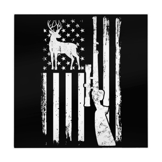 Deer Hunting Distressed USA Flag With Gun & Deer Mahjong Mats