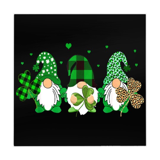 Three Gnomes Holding Shamrock Leopard Plaid Mahjong Mats