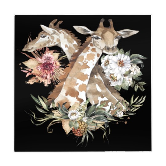 Kids Giraffe Wildflowers Africa Watercolor Motif Mahjong Mats