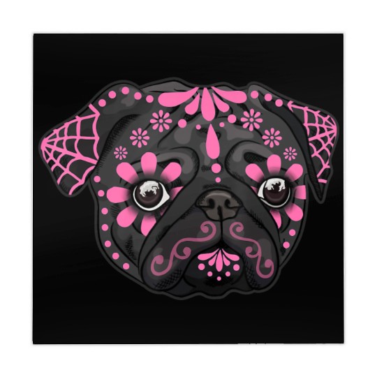Black Pug Dogs Day of the Dead Sugar Skull Dog Mahjong Mats