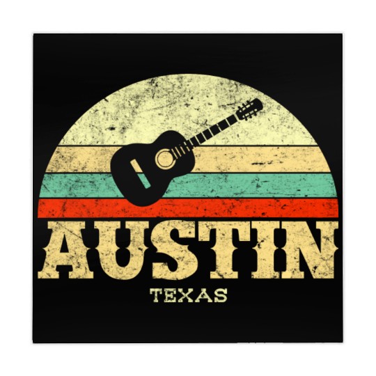 Retro Austin Texas Guitar Vintage Lone Star State Mahjong Mats