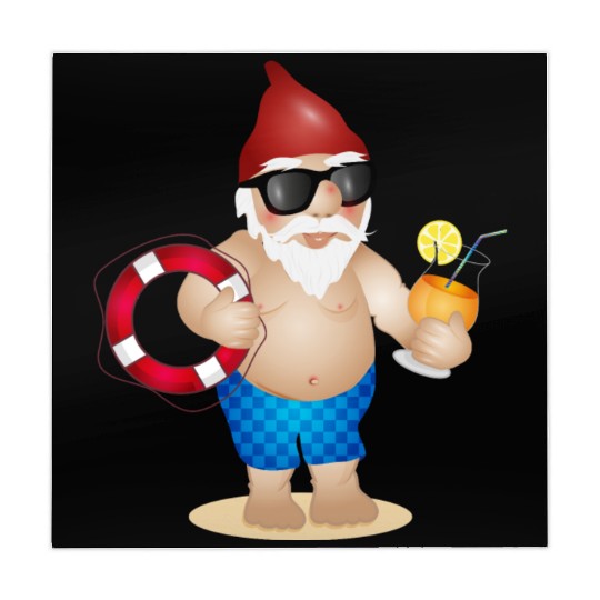 Garden gnome with swimming trunks and lifebuoy Mahjong Mats