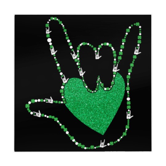 Shamrock I Love You Hands Sign Language ASL Patric Mahjong Mats