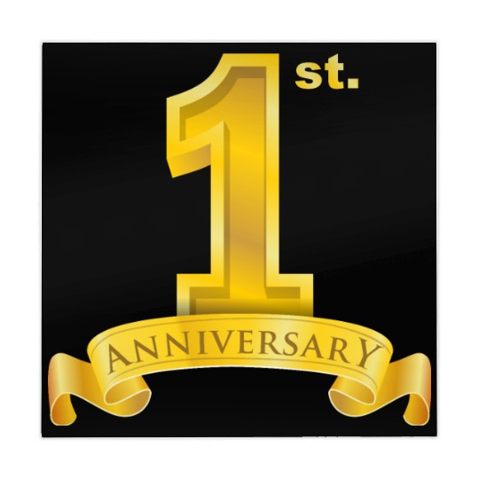 first 1st anniversary. big number and ribbon text Mahjong Mats