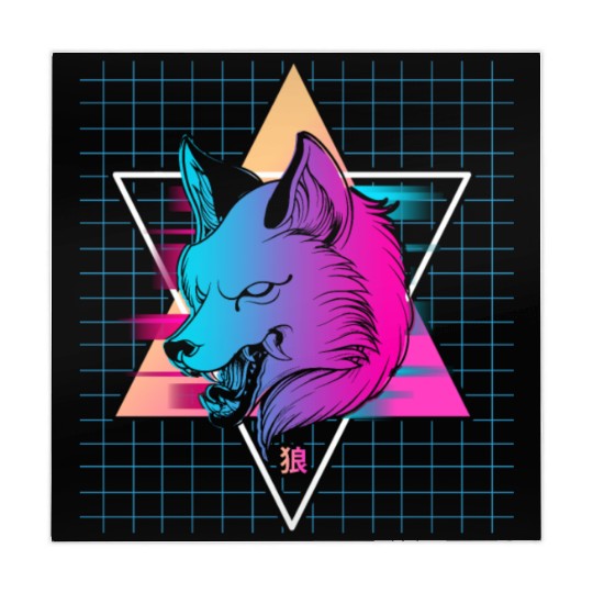 Japan Vaporwave Wolf Mahjong Mats