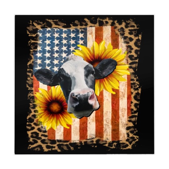 Cow USA with sunflower Mahjong Mats