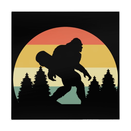 Retro Silhouette Sasquatch Bigfoot Skateboard Mahjong Mats