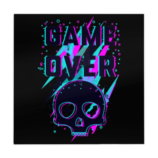 Retro Game Over Purple Lightning Skull Mahjong Mats
