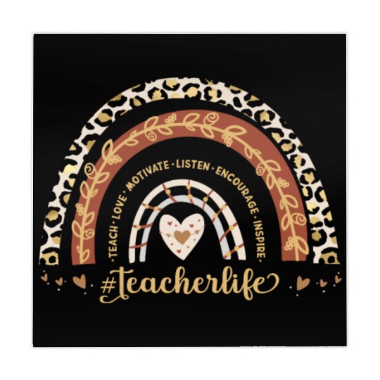 Boho Leopard Rainbow Teacher Life Teach Love Mahjong Mats