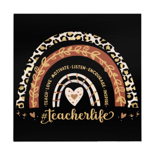 Boho Leopard Rainbow Teacher Life Teach Love Mahjong Mats