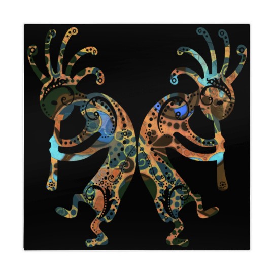 Native American - Kokopelli Duo with Ornaments 3 Mahjong Mats